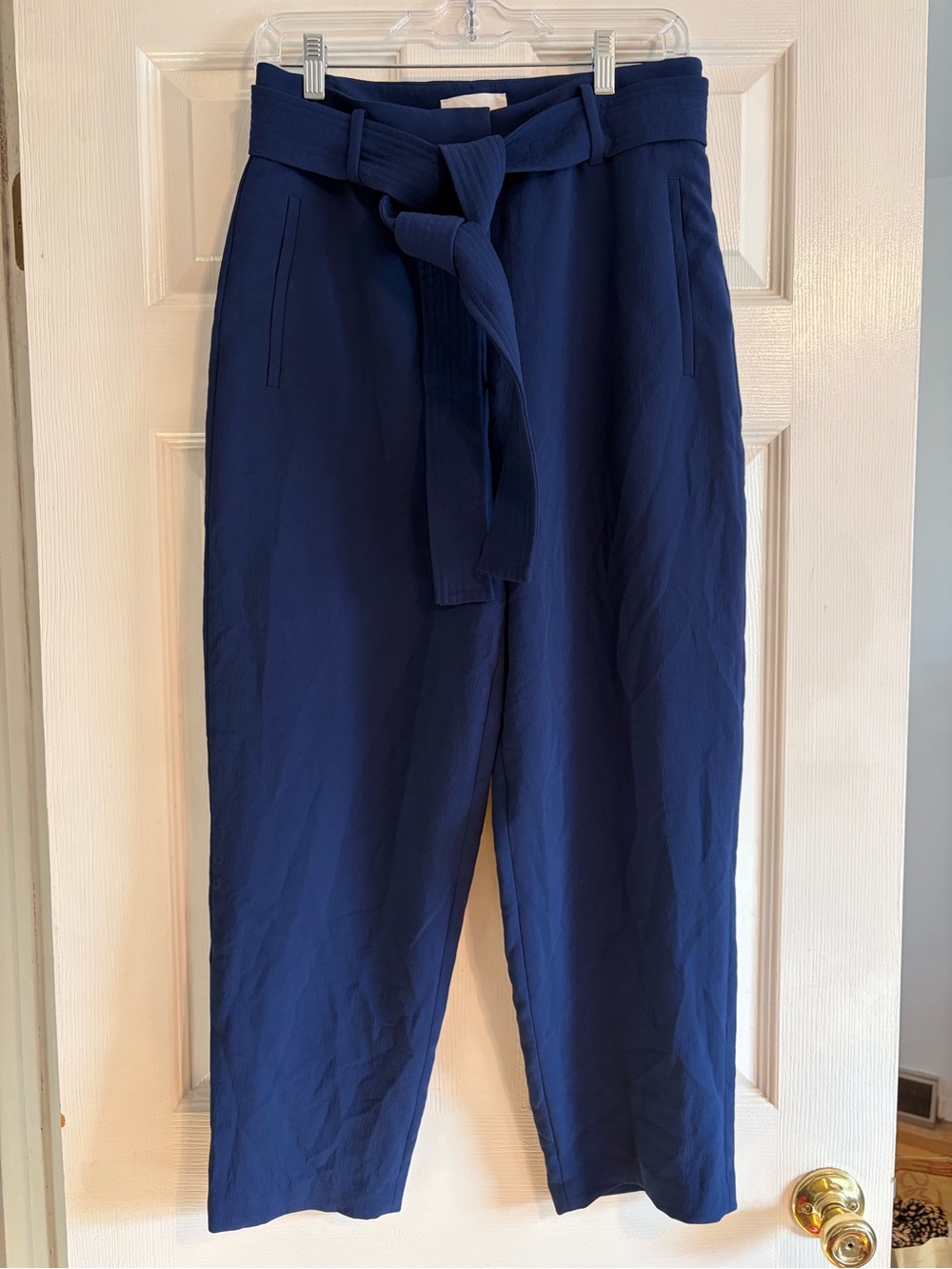 Aritzia Wilfred Navy Blue High-Waist Paperbag Trousers
